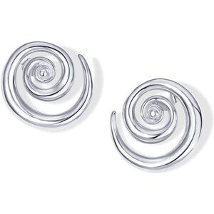 Chunky 25mm Spiral Earrings – Rhodium Plated Sterling Silver, Hypoallergenic